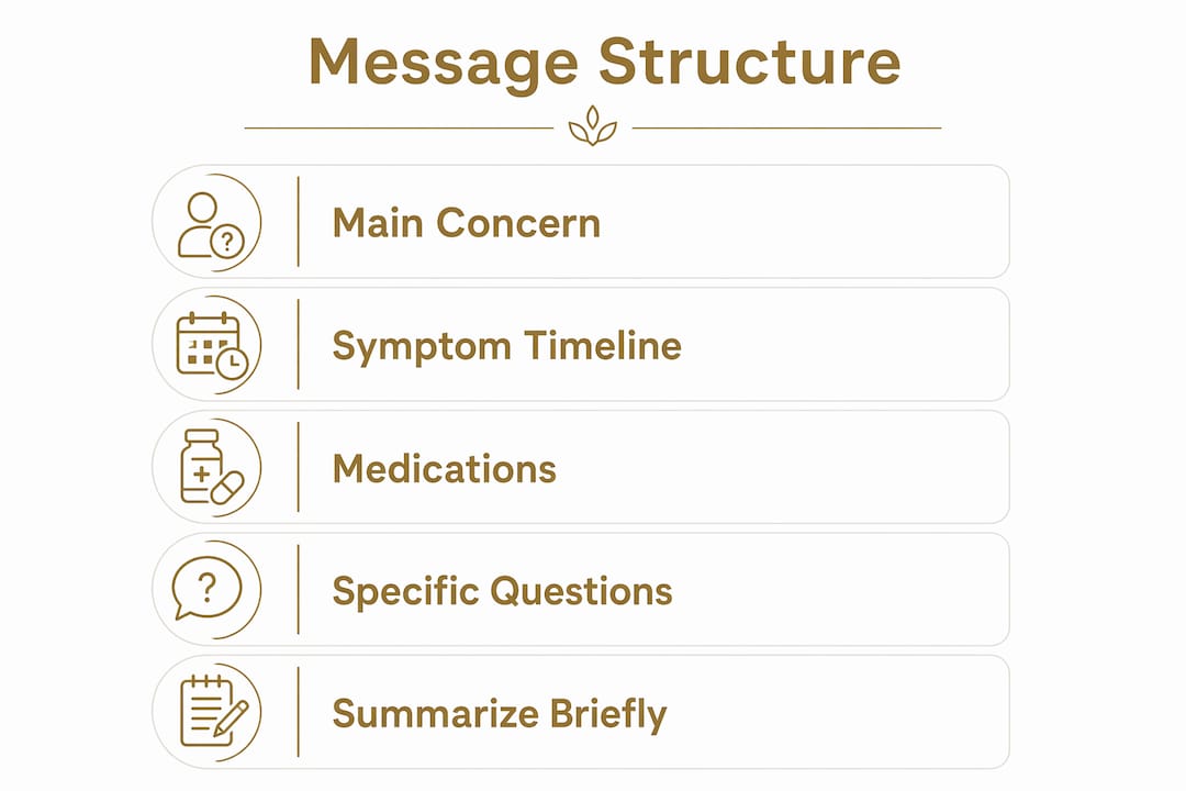 Infographic illustrating structured telehealth messaging steps