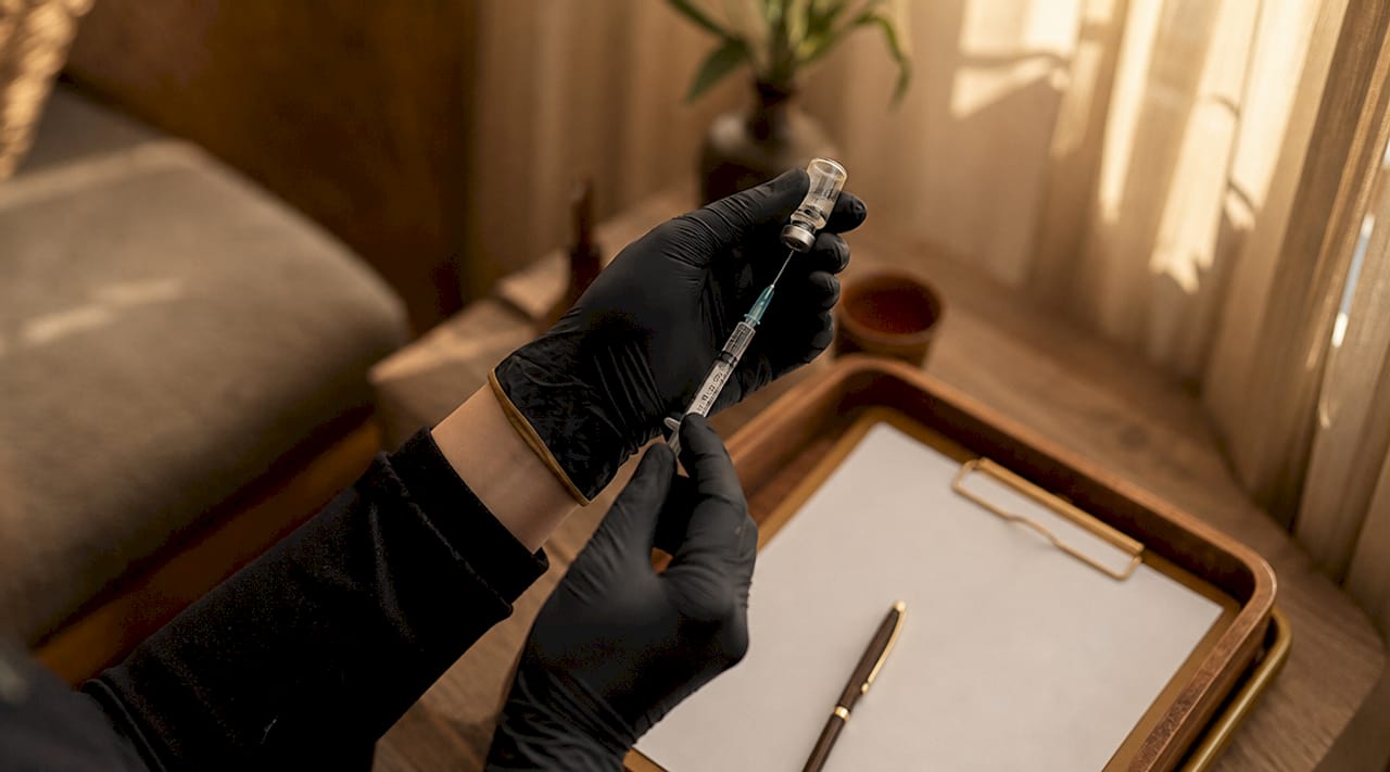 Clinician preparing peptide injection