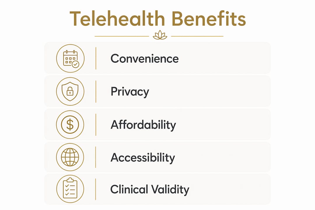 Infographic illustrating telehealth key benefits for men