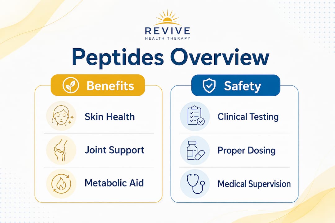 Infographic comparing peptide benefits and safety