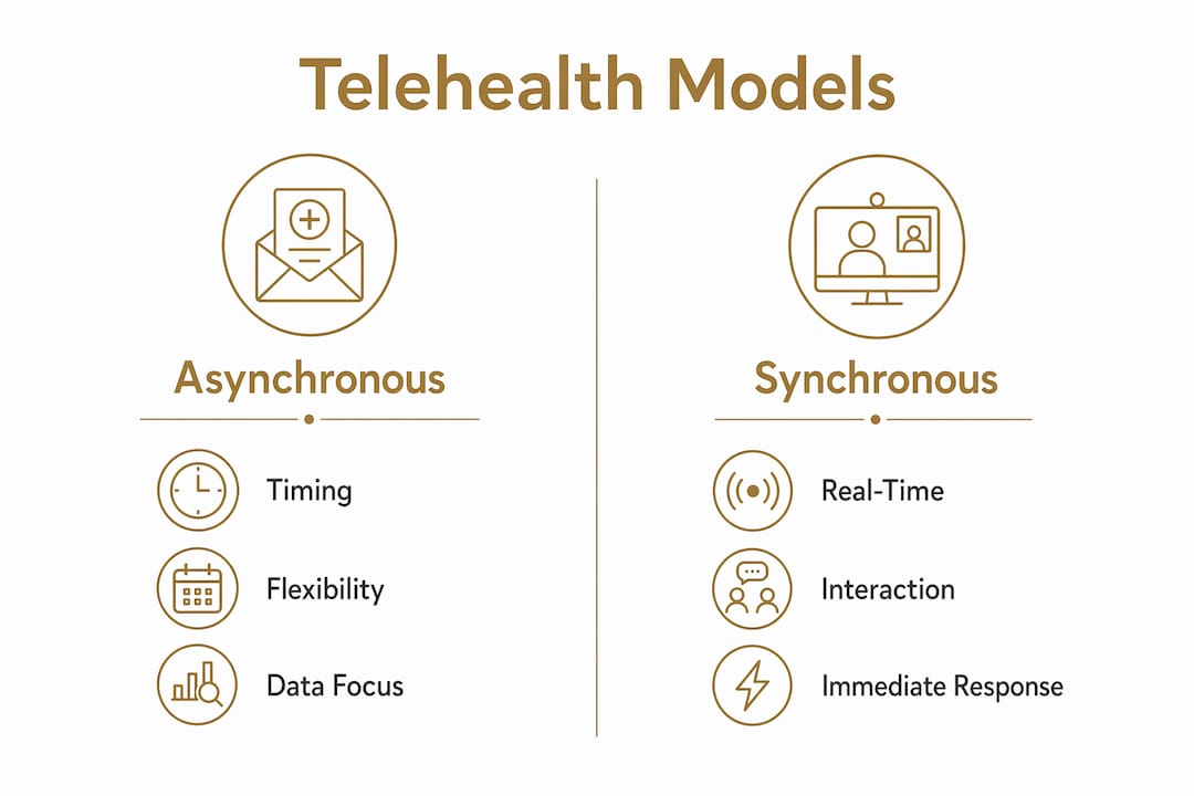 Infographic comparing asynchronous and synchronous telehealth