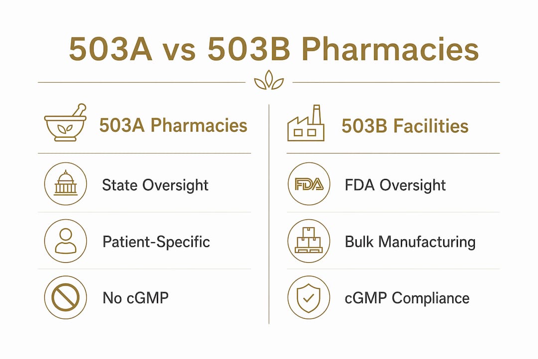 Infographic comparing 503A and 503B pharmacy regulations