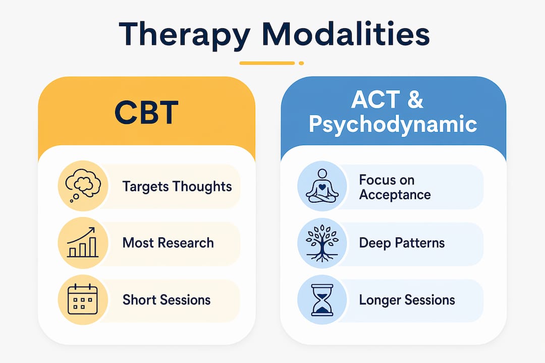 Infographic comparing therapy modalities for self-esteem