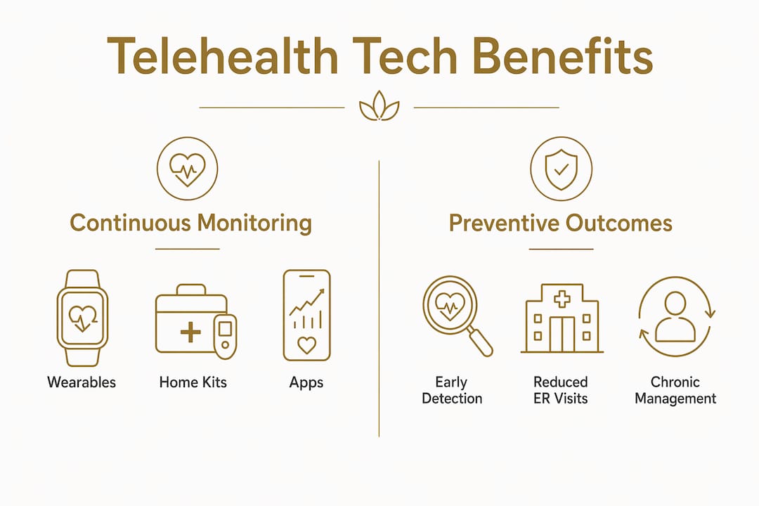 Infographic comparing telehealth monitoring and outcomes