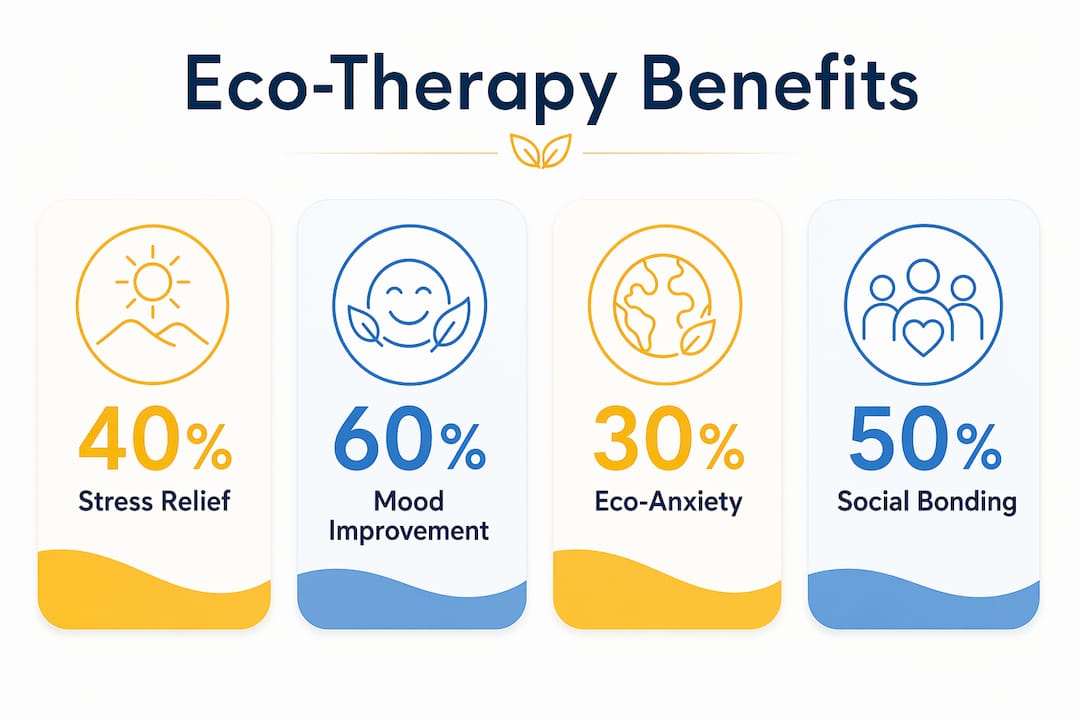 Infographic showing key benefits of eco-therapy