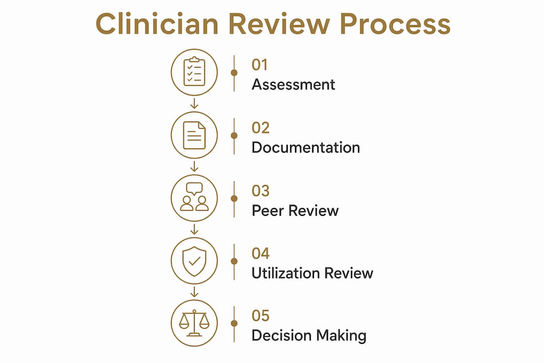 Infographic showing sequential clinician review steps