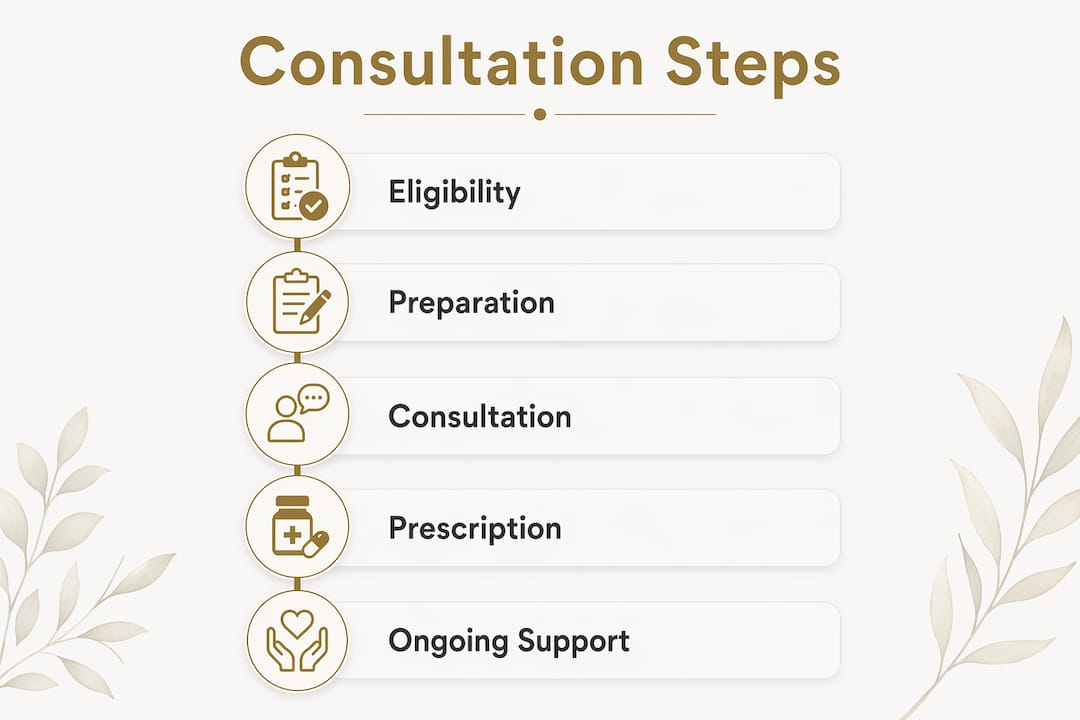 Infographic illustrating telehealth consultation steps