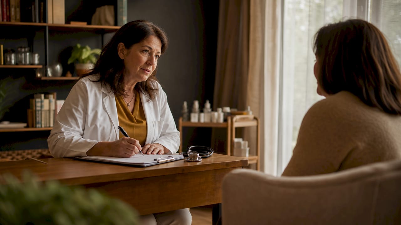 Healthcare provider documenting menopause symptoms