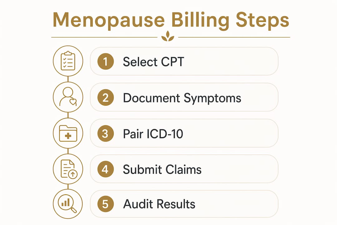 Infographic showing menopause billing process steps