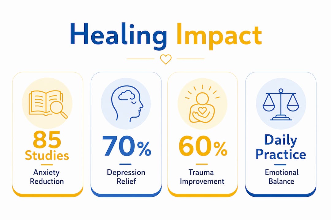 Infographic showing self-compassion healing statistics and benefits