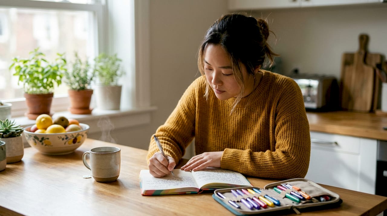 Hands taking notes for therapy preparation