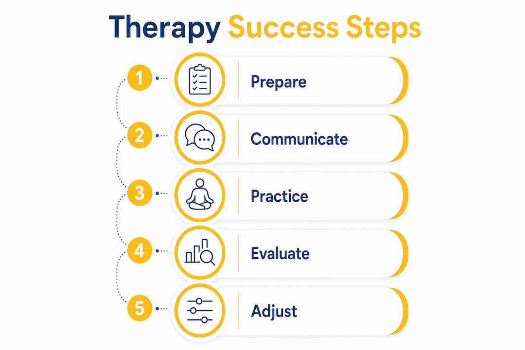 Infographic outlining steps for successful therapy sessions