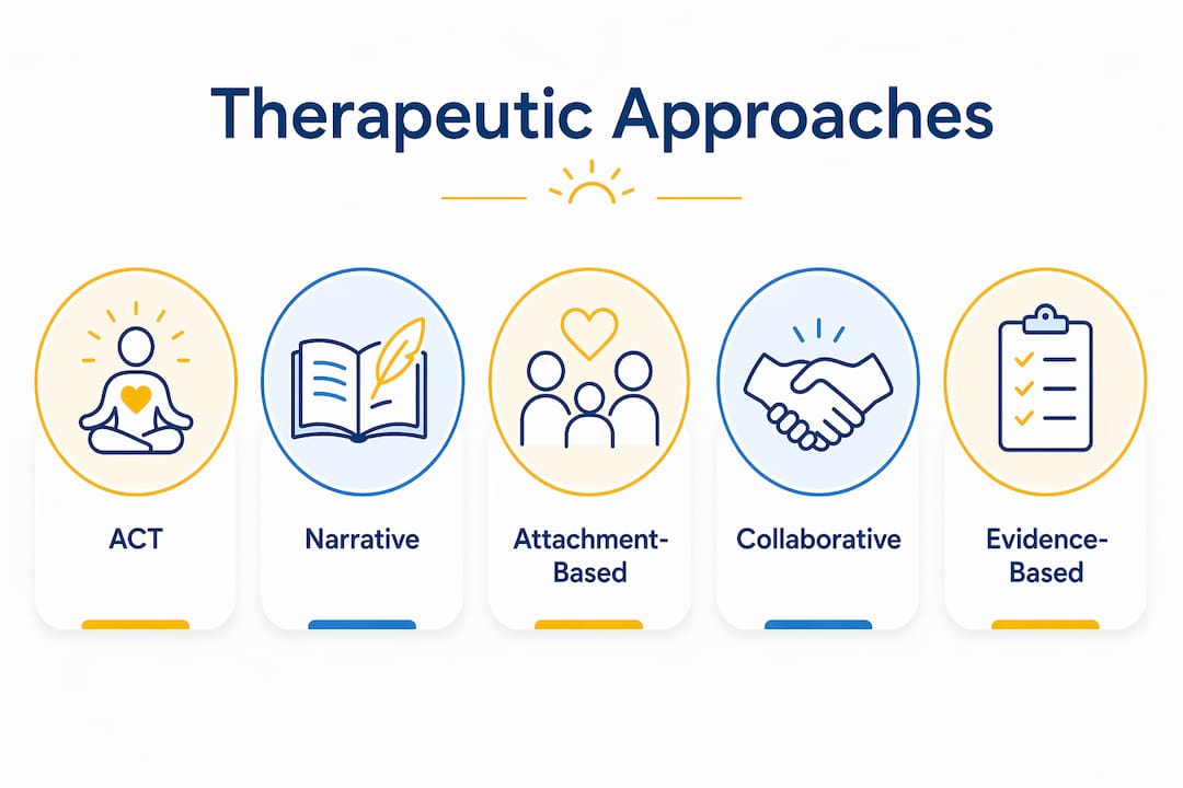 Infographic illustrating therapeutic approaches hierarchy for life transitions