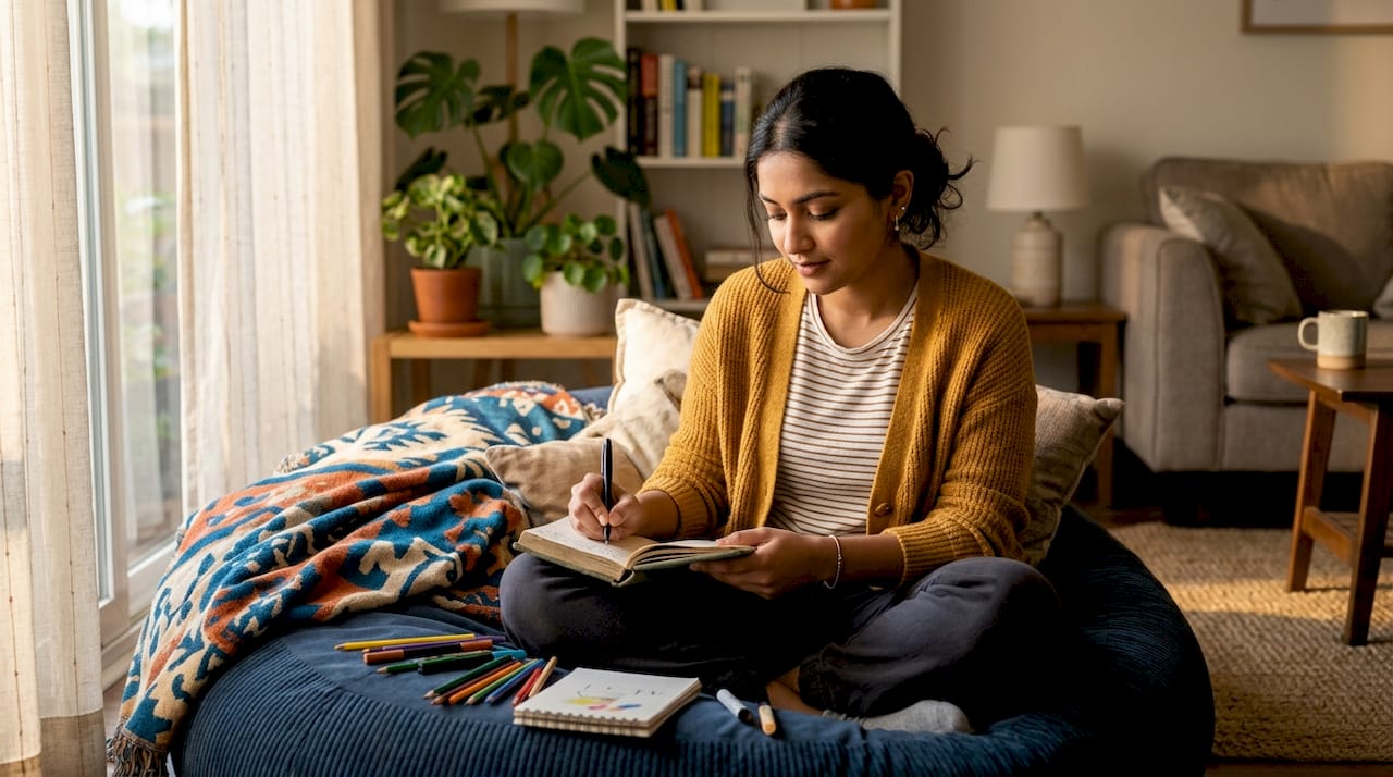 Woman journaling during emotion-focused therapy exercise