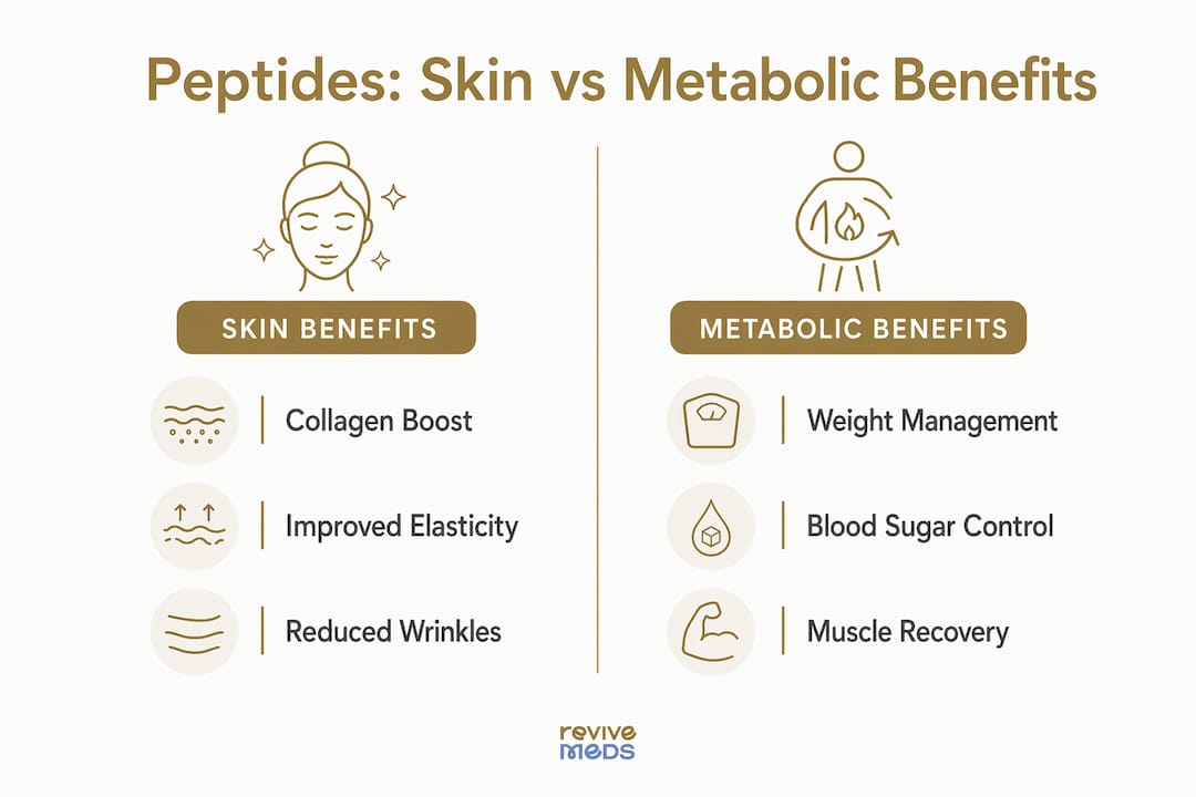 Infographic comparing skin and metabolic peptide benefits