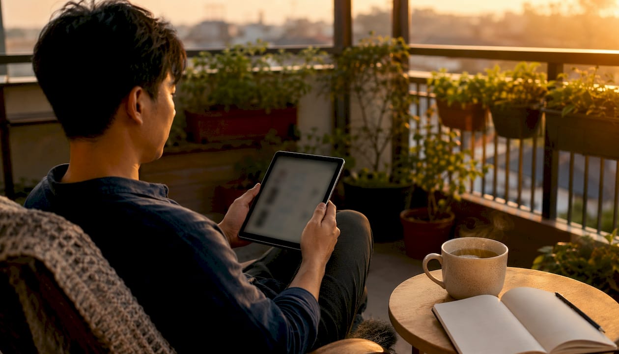 Person browsing therapist profiles on tablet