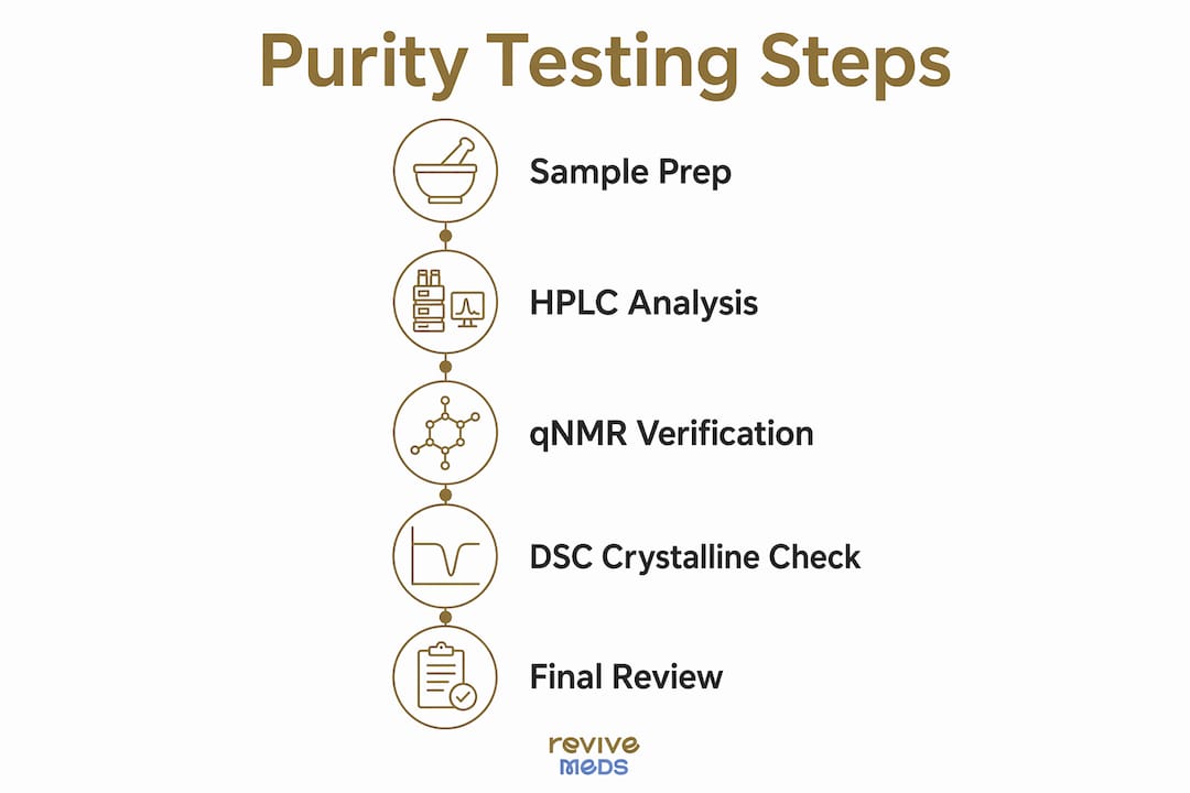 Infographic showing medication purity testing steps