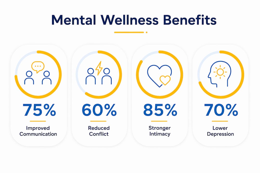 Infographic showing benefits of mental wellness in marriage