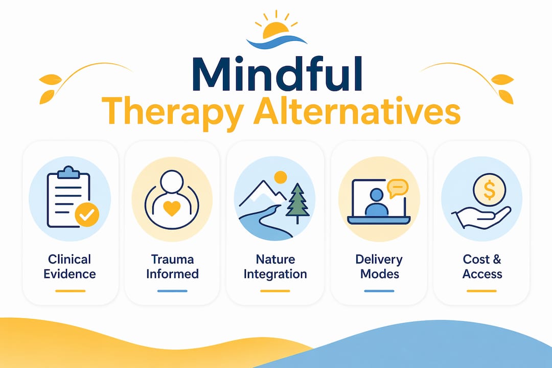 Infographic comparing mindful therapy alternative features