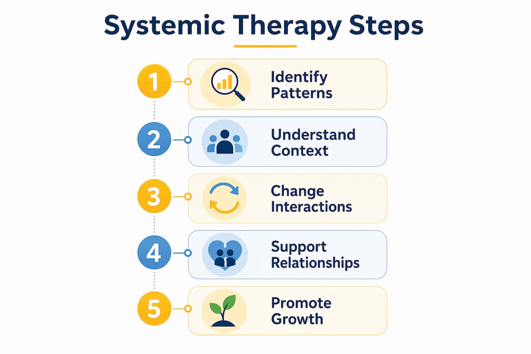Infographic outlining systemic therapy steps