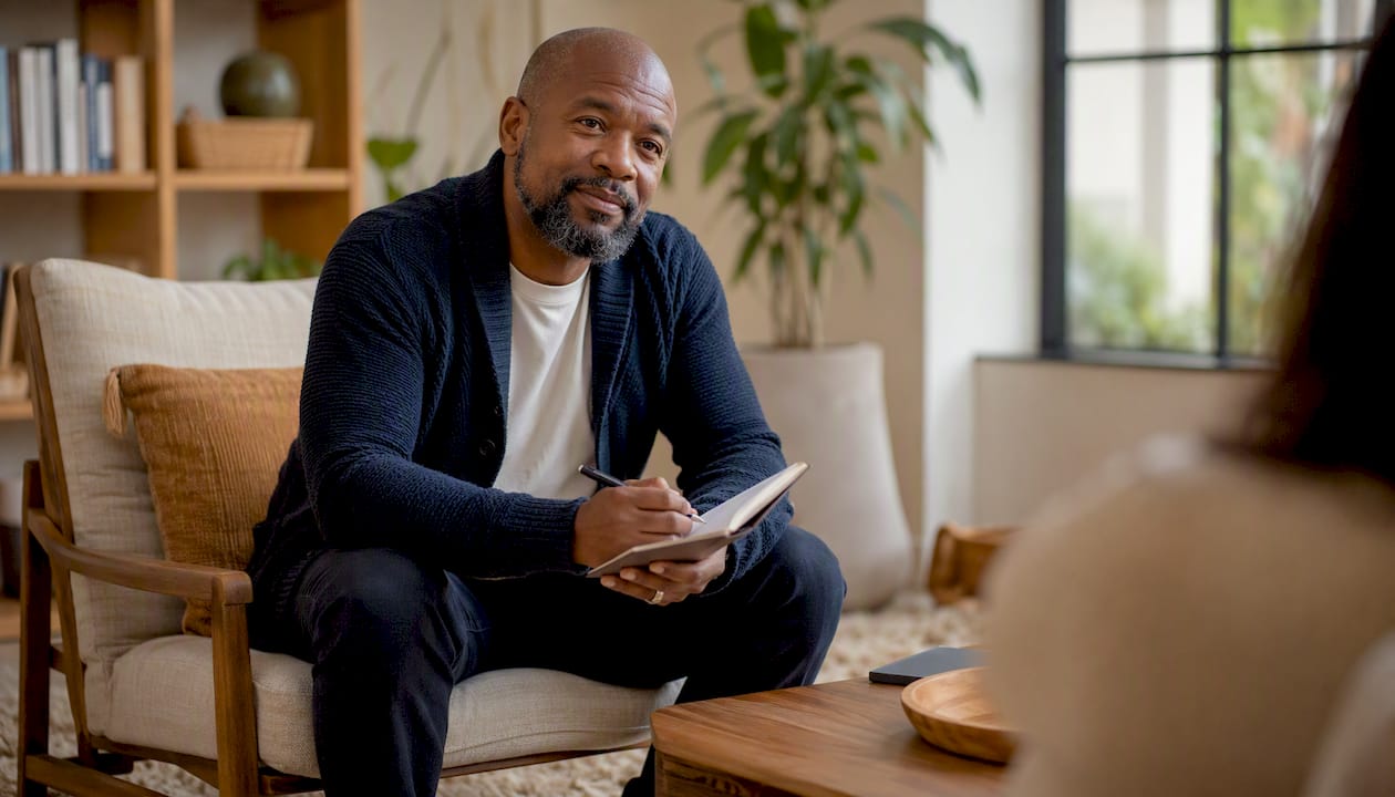 Therapist listening during intake consultation