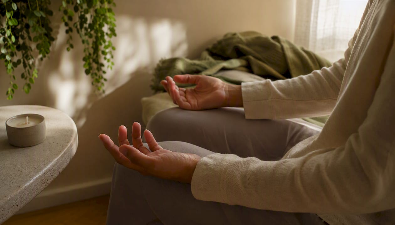 Hands in mindfulness meditation pose