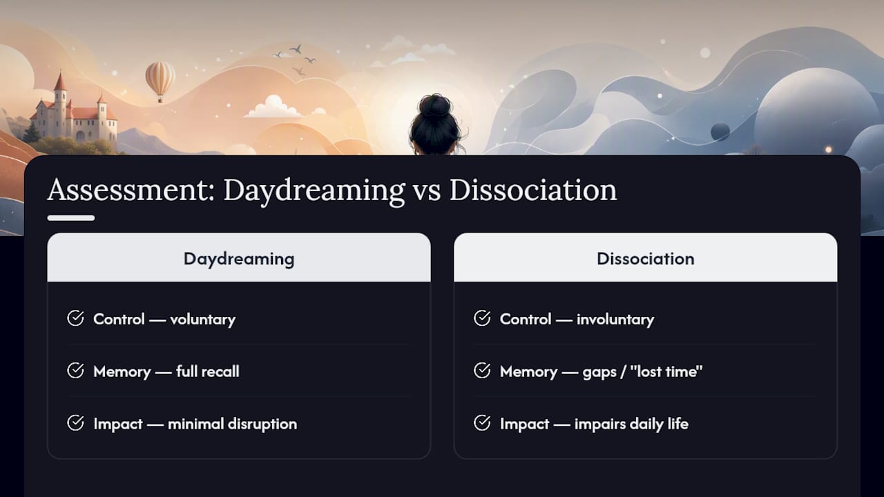 Daydreaming and dissociation comparison criteria