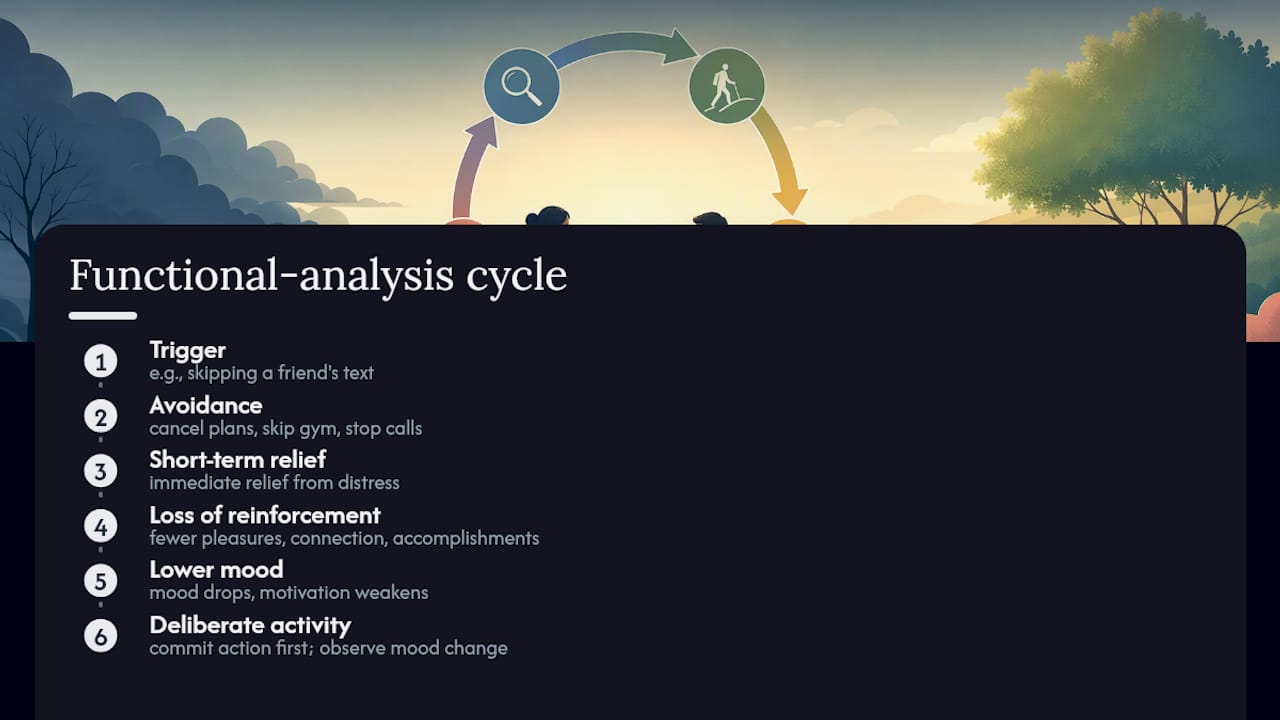 Behavioral activation avoidance and action loop
