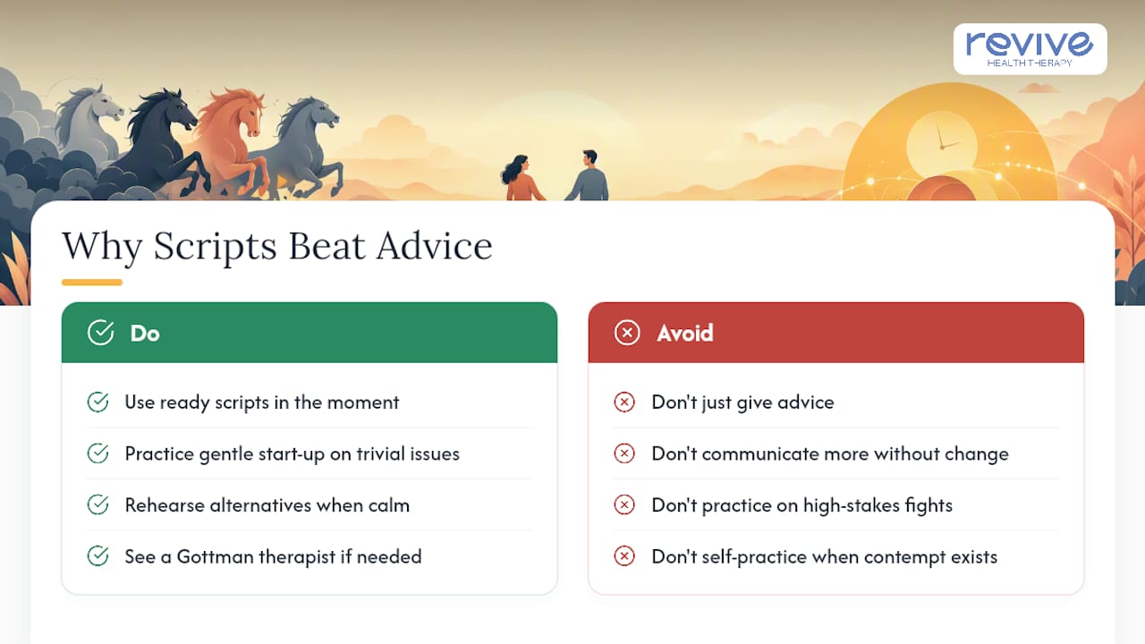 Why Scripts Beat Advice for Most Couples — overview diagram