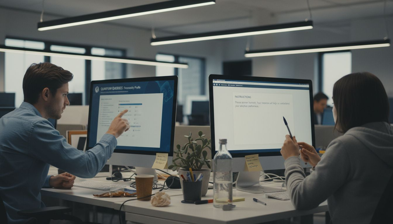 Employees taking workplace personality assessments