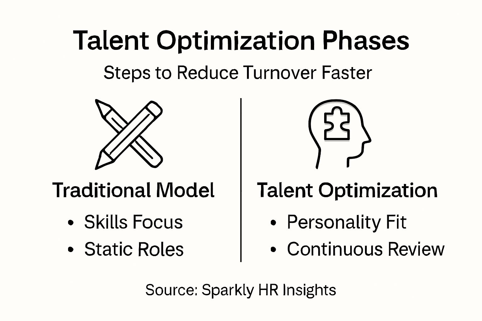Infographic comparing talent optimization phases and models