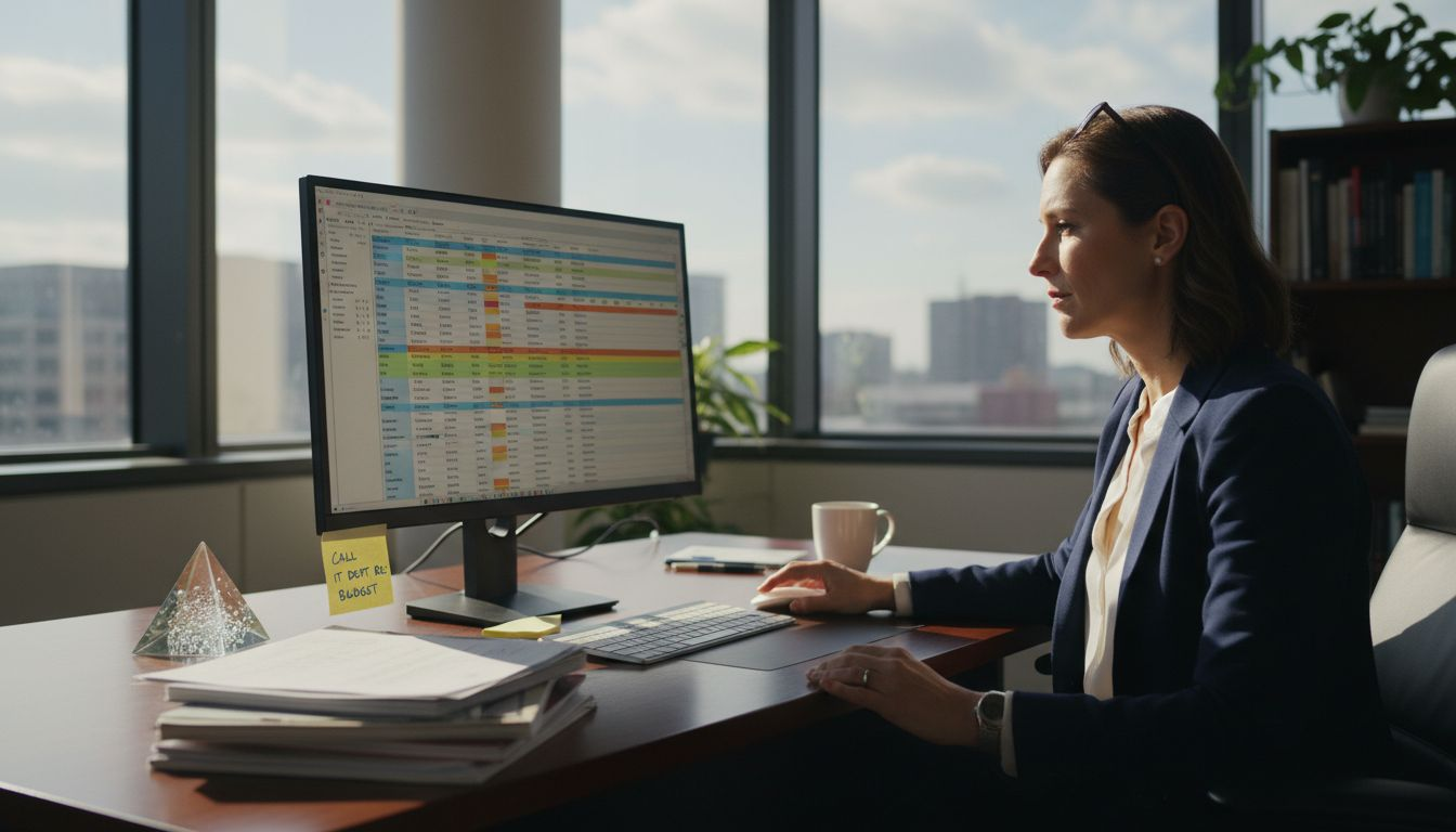 HR leader reviewing workforce analytics in office