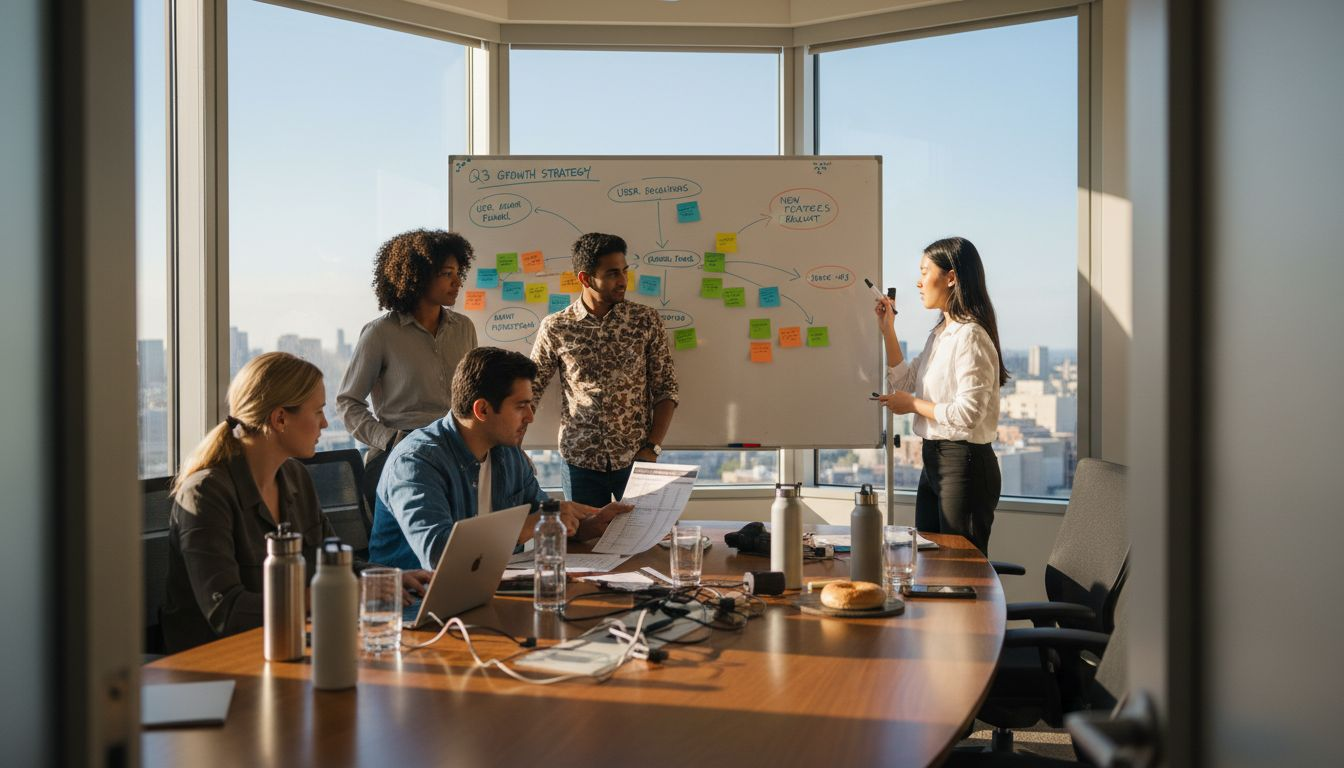 Tech startup team collaborating for talent development