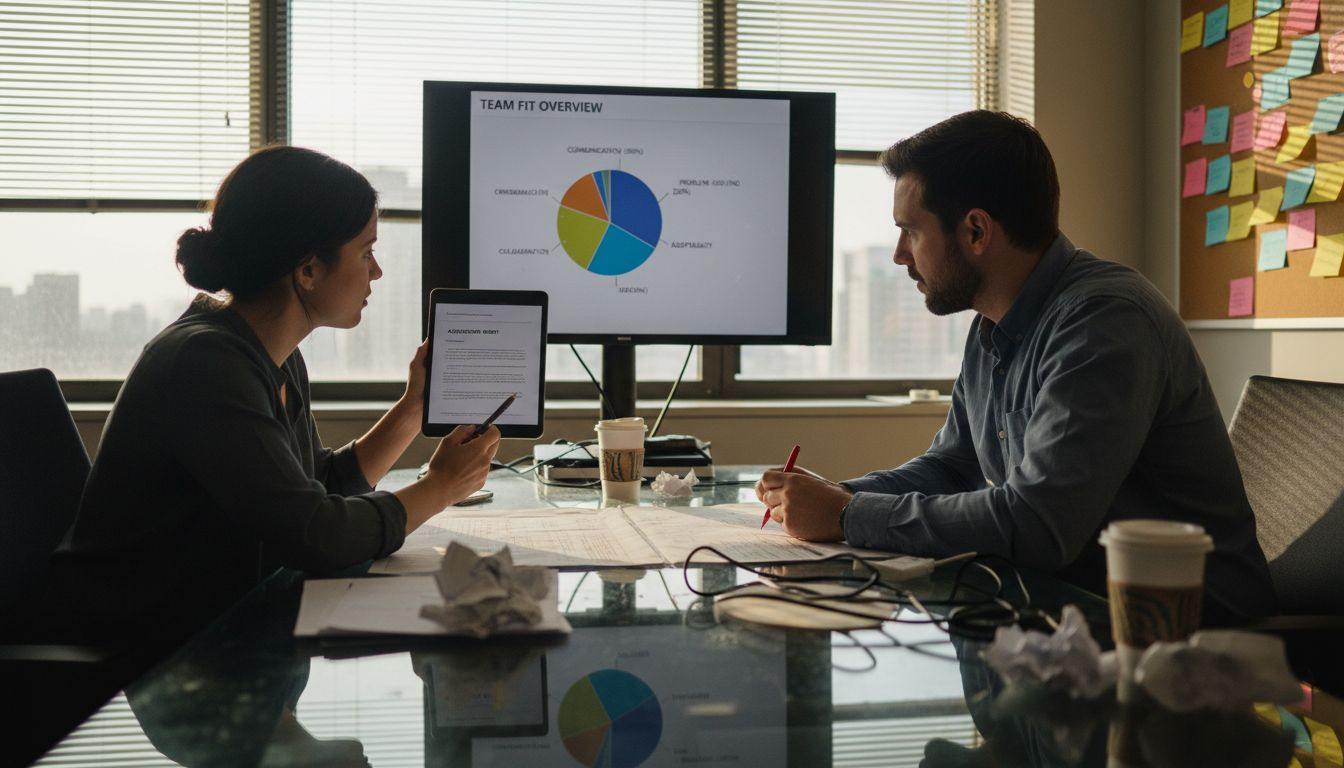 Team evaluating role and fit in meeting