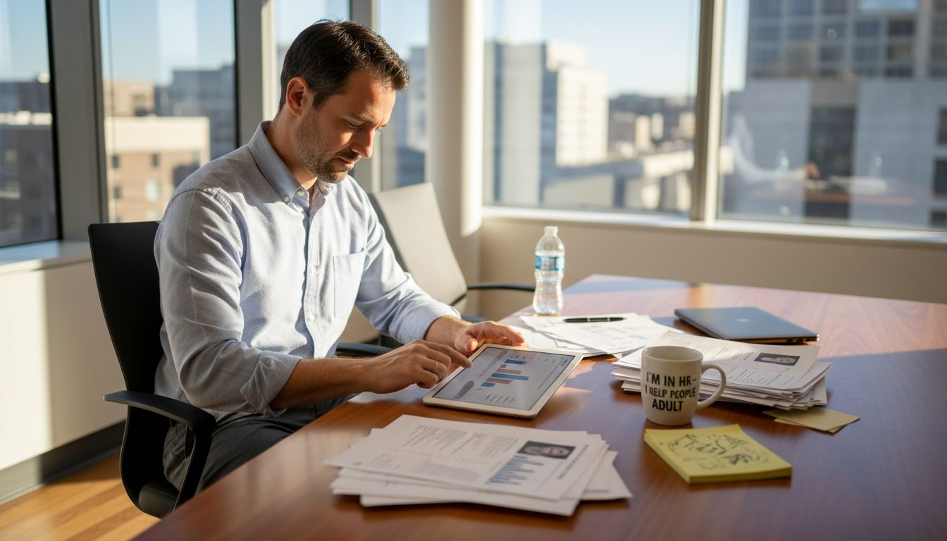 HR manager reviewing workplace personality assessments