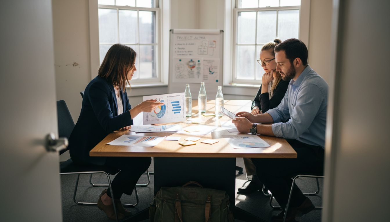 Team reviewing talent allocation charts