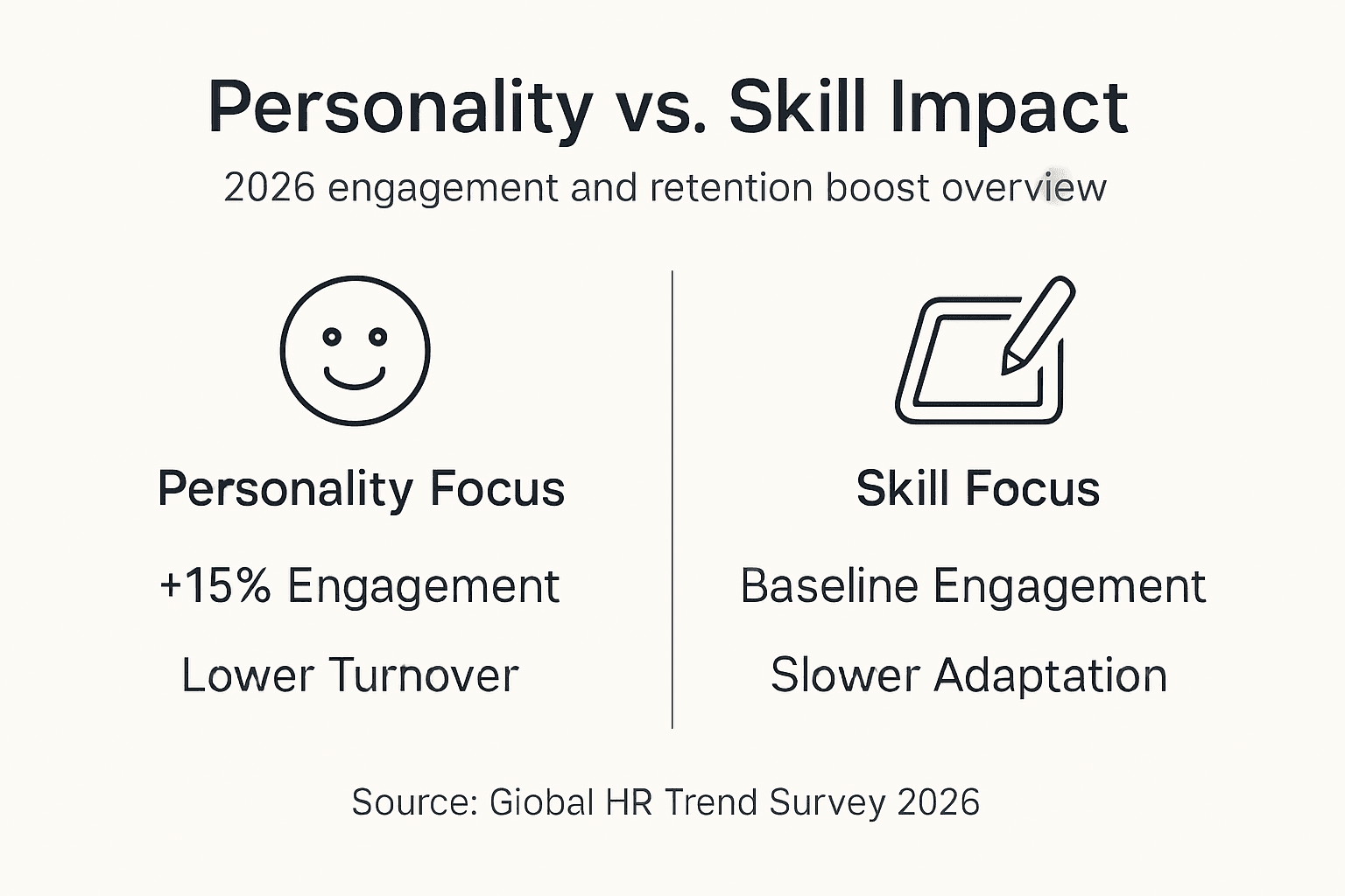 Infographic contrasting personality and skill assessment results