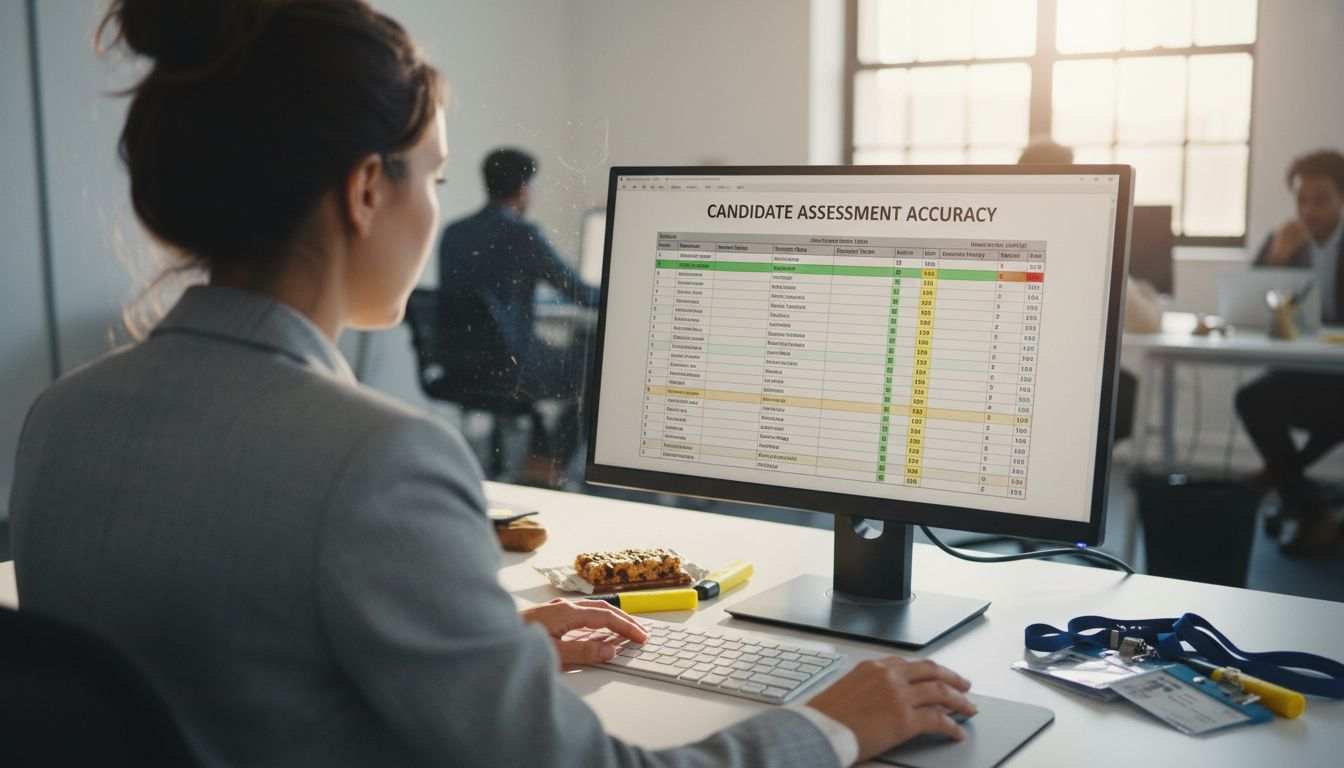 HR manager reviewing digital assessment profiles