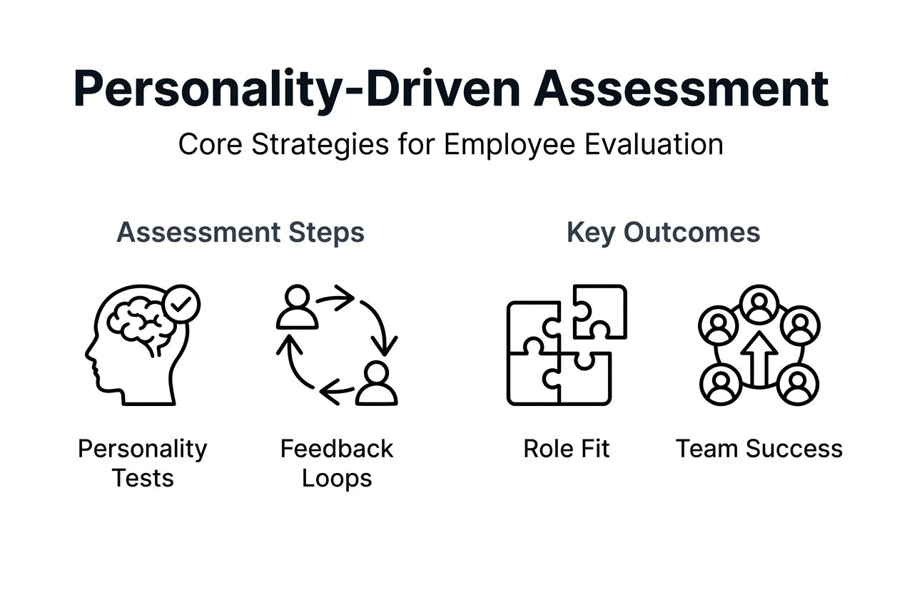 Infographic outlining personality-driven assessment steps and outcomes