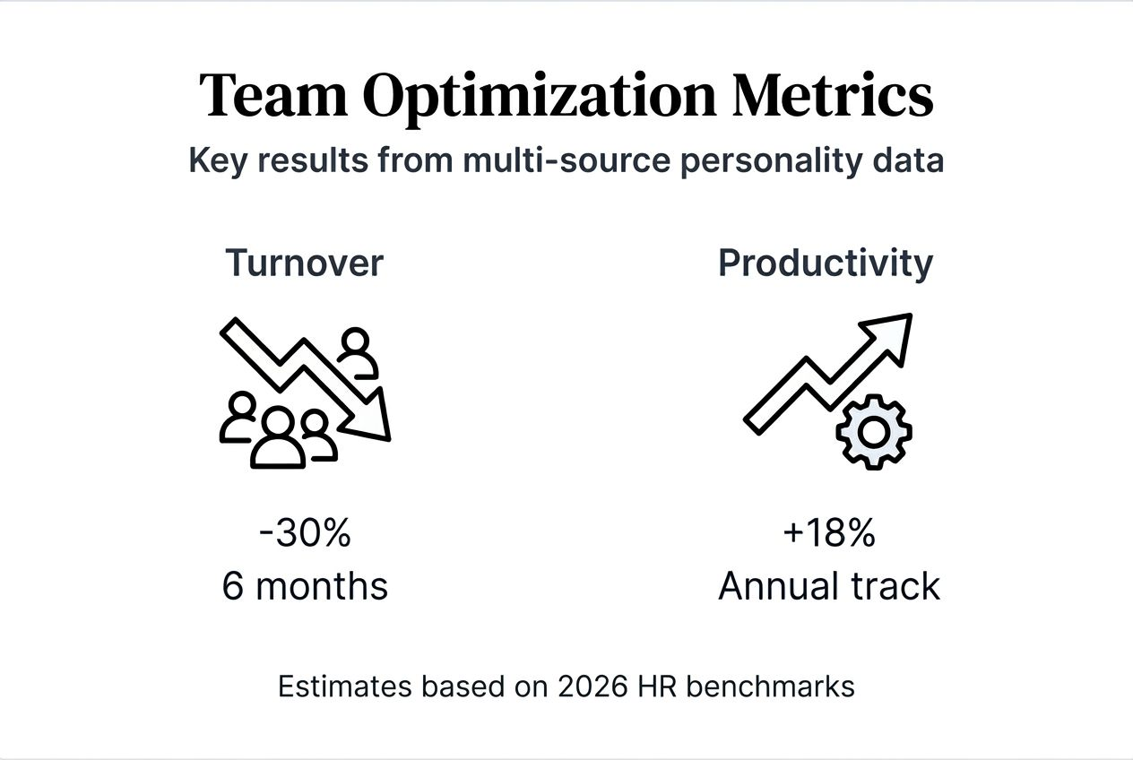 Infographic showing team optimization metrics results