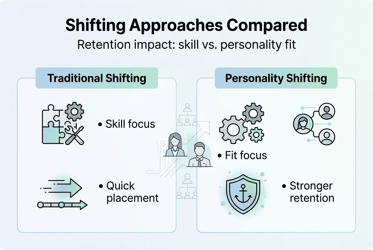 Infographic comparing team shifting methods
