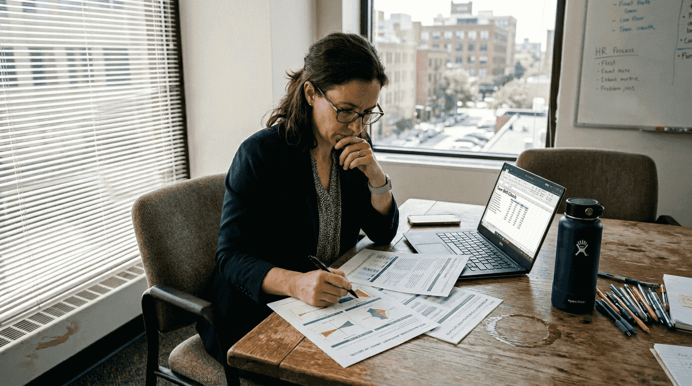 HR manager studying personality assessment results