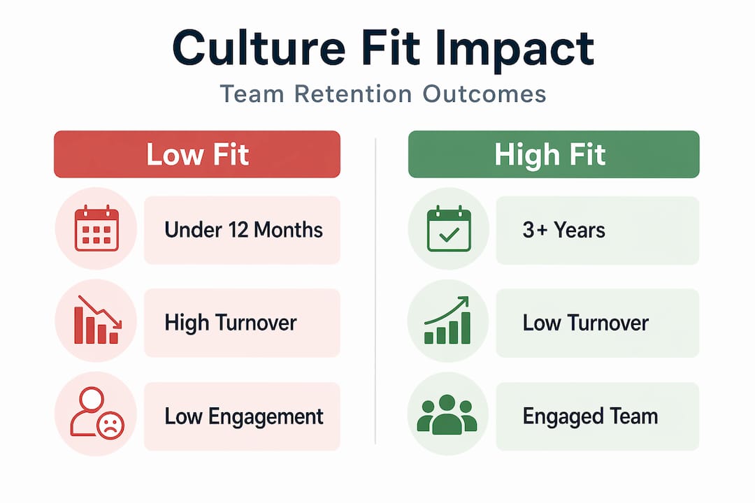 Infographic comparing outcomes of culture fit levels