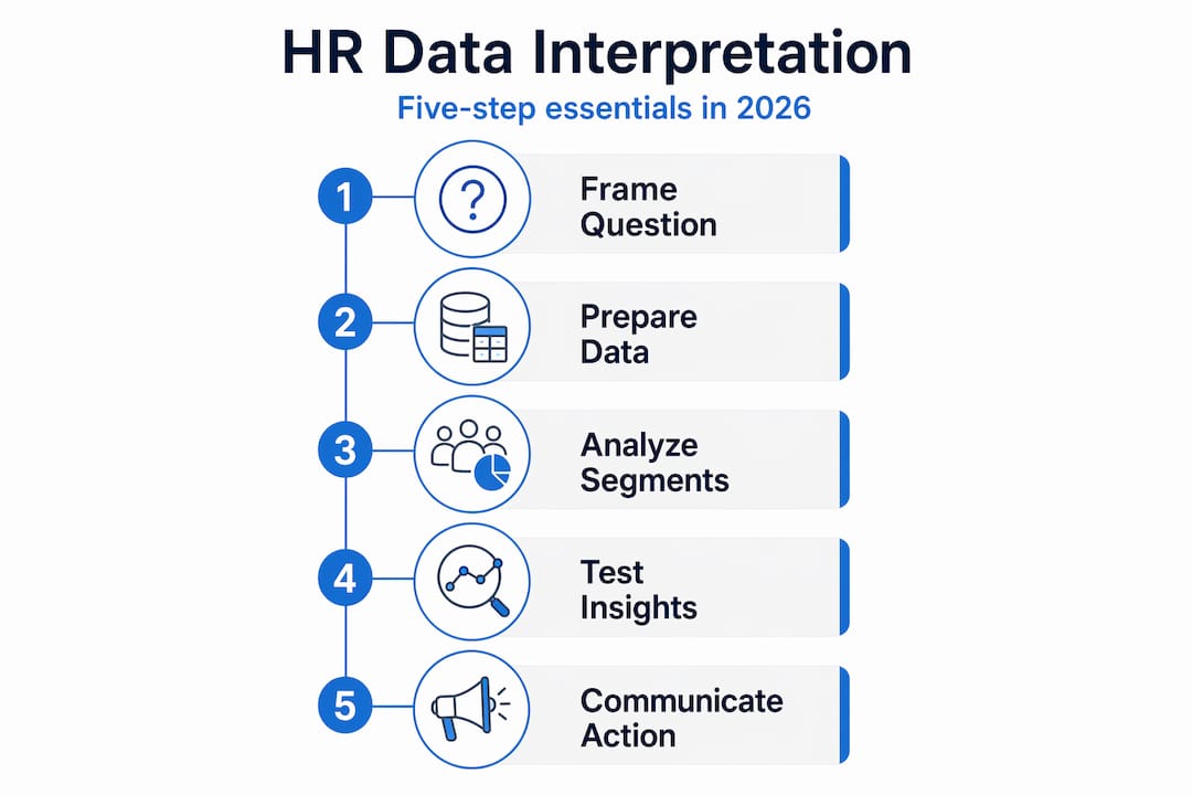 Infographic showing five steps of HR data interpretation