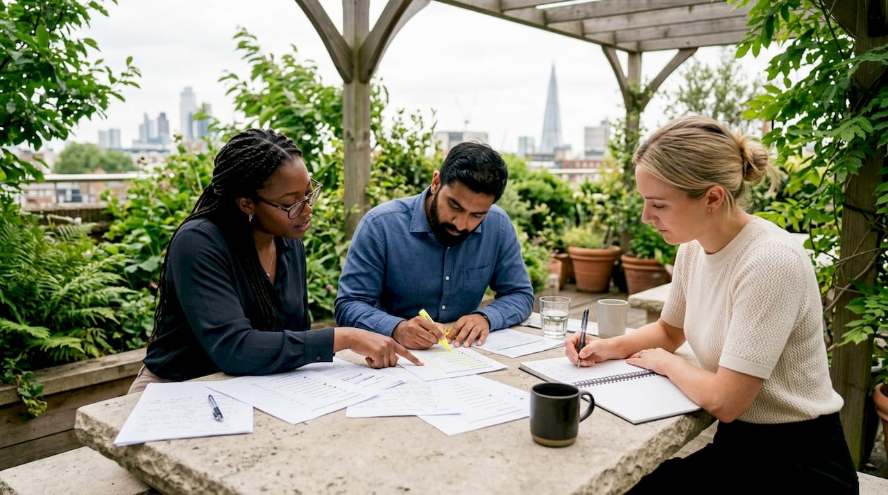HR team reviewing hiring assessment documents