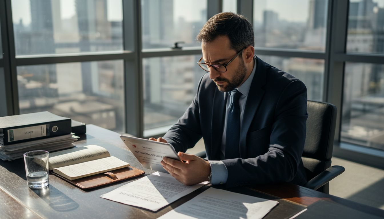 Ένας δικηγόρος περιηγείται στην ιστοσελίδα του γραφείου του μέσω tablet.