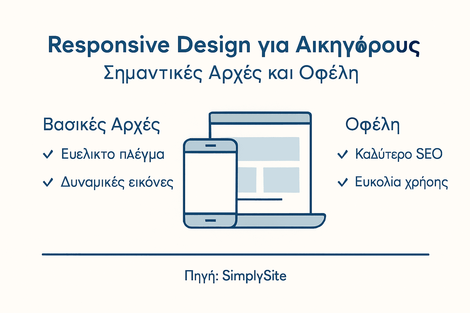 Εικαστική απεικόνιση με τα βασικά στοιχεία και τα πλεονεκτήματα του responsive design