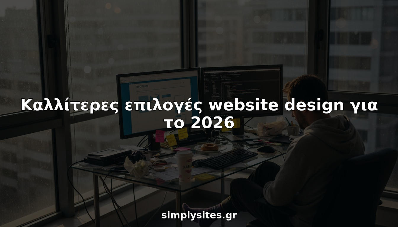 Ένας web designer δουλεύει σε ένα γραφείο στη γωνία, πνιγμένος από χαρτιά, σημειώσεις και καλώδια.