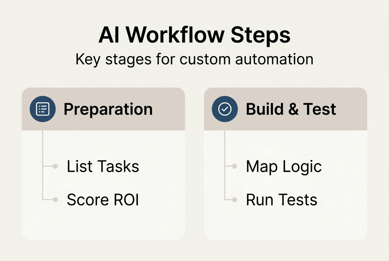 Infographic of custom AI workflow steps