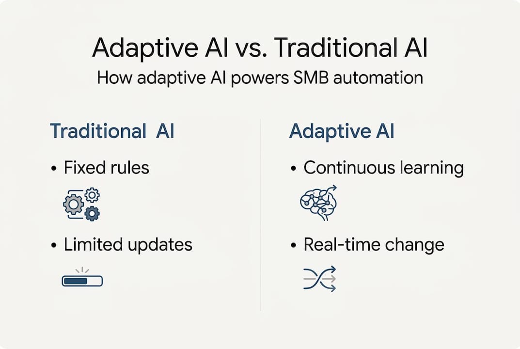 Infographic showing adaptive versus traditional AI